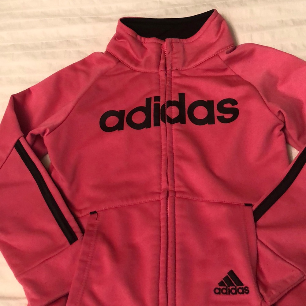 Adidas toddler girl track jacket pink